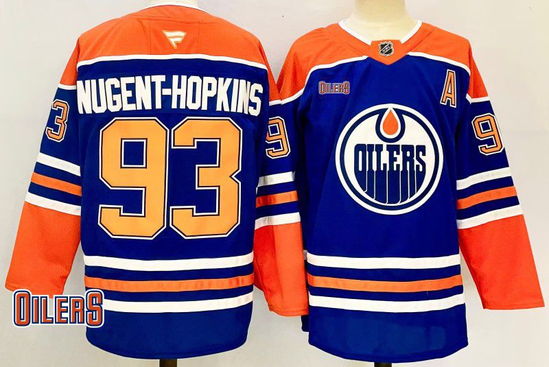 Men Edmonton Oilers 93 Nugent-Hopkins Blue Fanatics 2025 NHL Jersey style 3